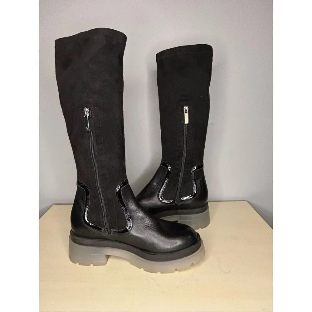 Aquatalia Women's 456920 Drew‎ Stretch Suede Weatherproof Boots Black Size 5M